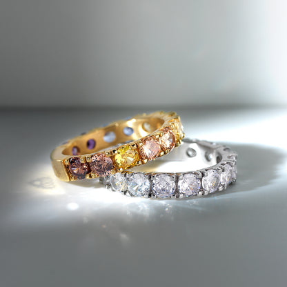AN JEWELS JEWELRY Mod. AL.RLOY1YF-8 gold and silver rings with gemstones, elegantly displayed under soft lighting for a luxurious appeal.