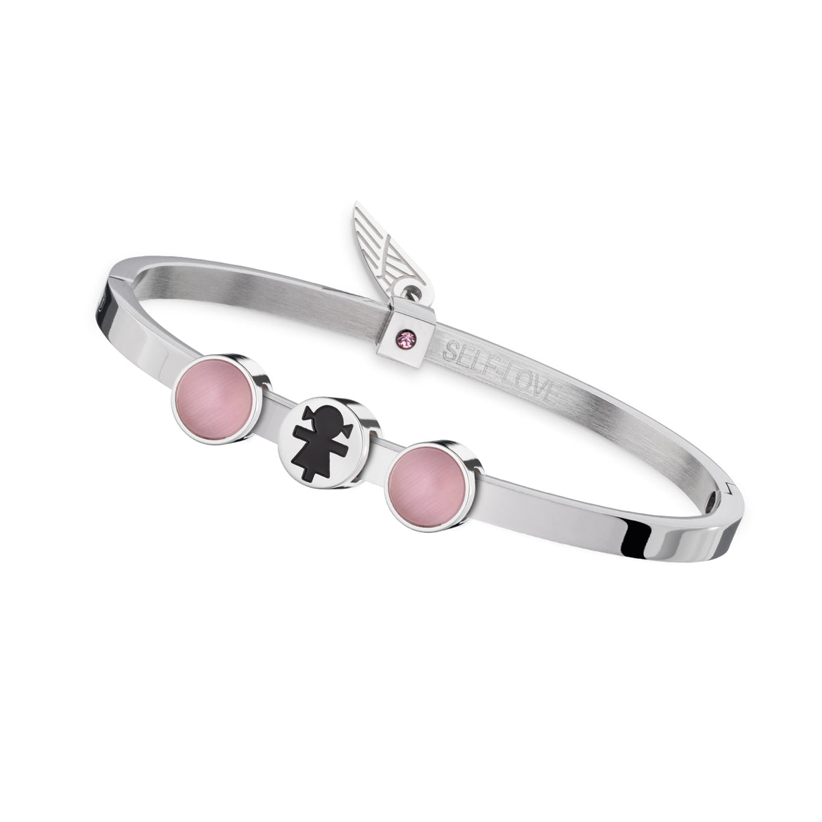 AN JEWELS JEWELRY Mod. ANPULSEIRALI21 silver bracelet with pink accents and wing charm
