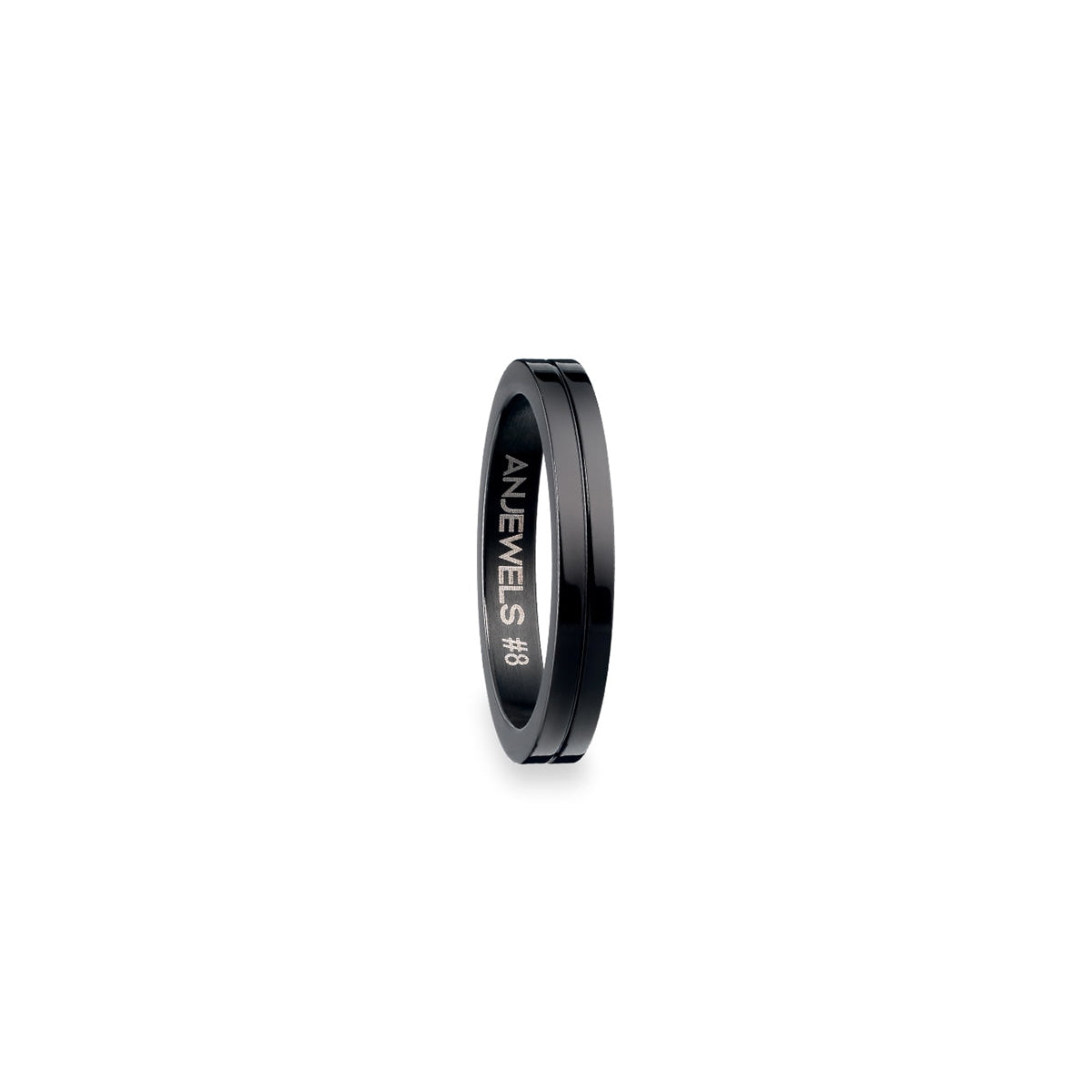 AN JEWELS JEWELRY Mod. AR.R1NS08BK-7 black ring with sleek design