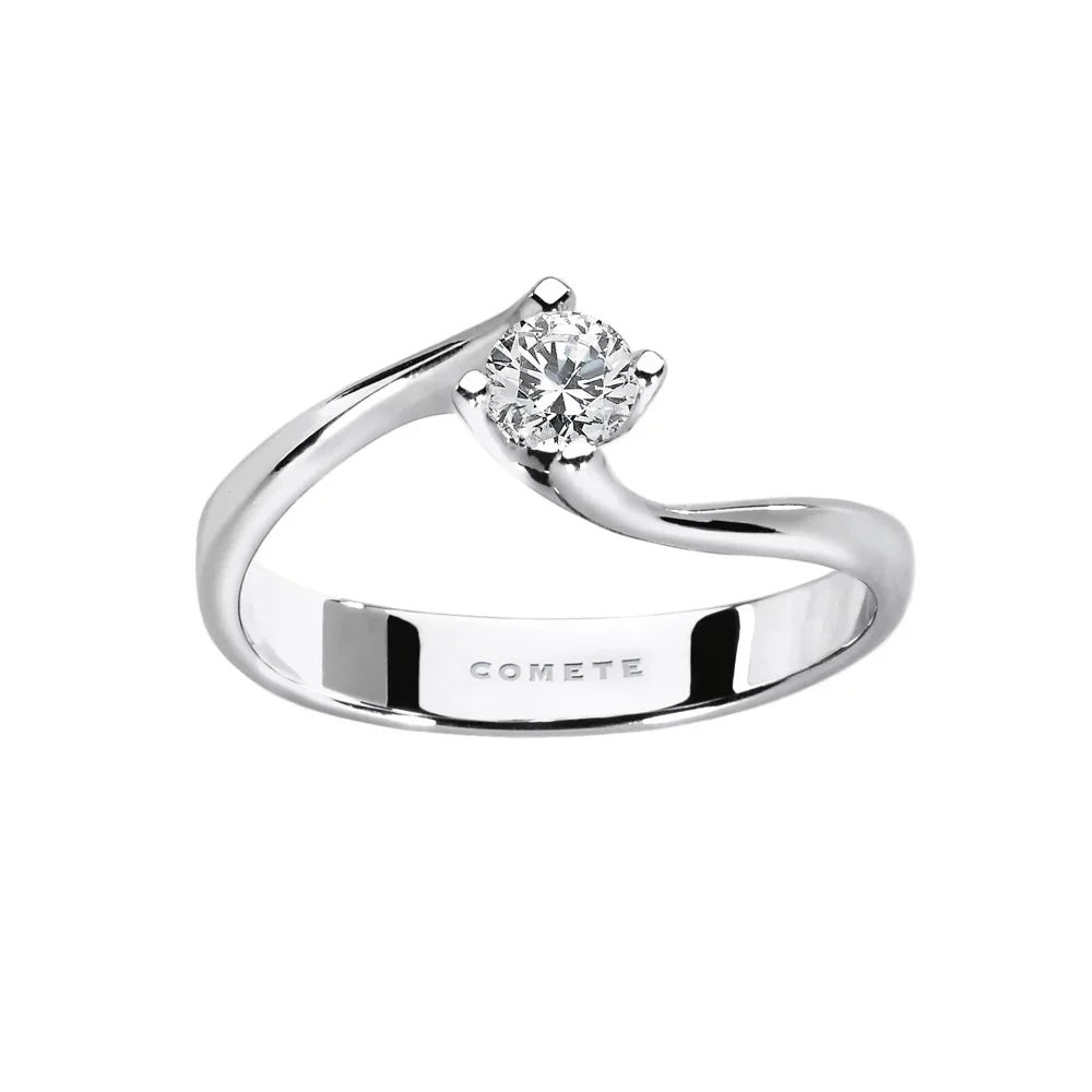Alt Tag: ANELLI COMETE MOD. ANB2035 elegant silver ring with a single diamond setting.