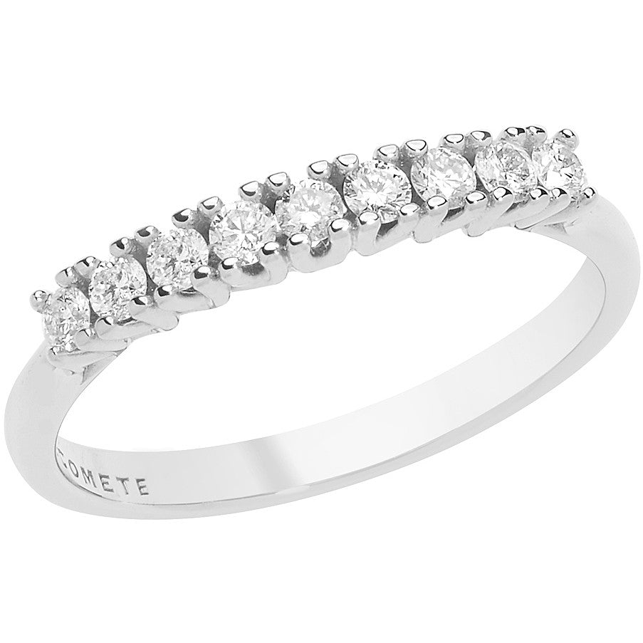 Alt Tag: Silver diamond ring with a row of sparkling stones - ANELLI COMETE MOD. ANB2398