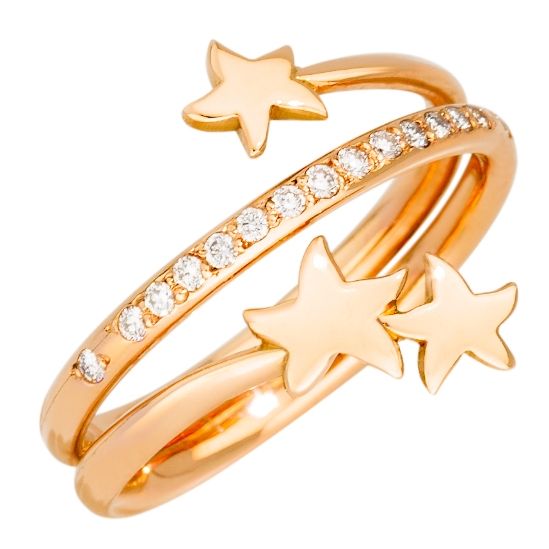 Gold star ring ANELLI DODO MOD. DAC1007STAR3DB09R53 with diamond accents.
