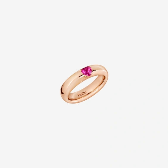 Gold ring with pink gemstone, product ANELLI DODO MOD. DAC3000HEARTSR09R51 featured on plain white background.