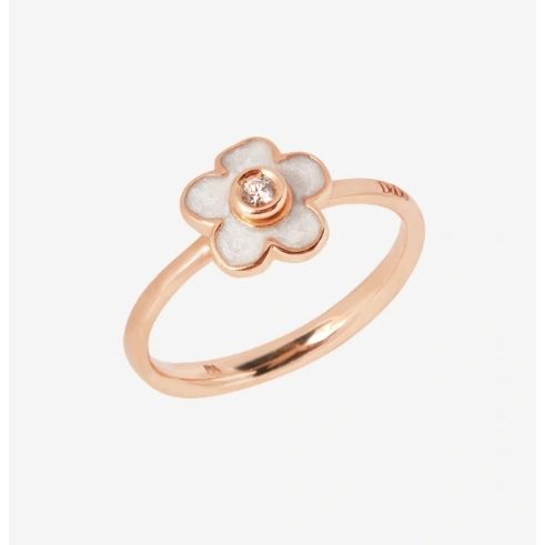 Alt Tag: ANELLI DODO MOD. DAC3004FLOWSEBB9R51 floral design ring featuring a diamond center and rose gold band.