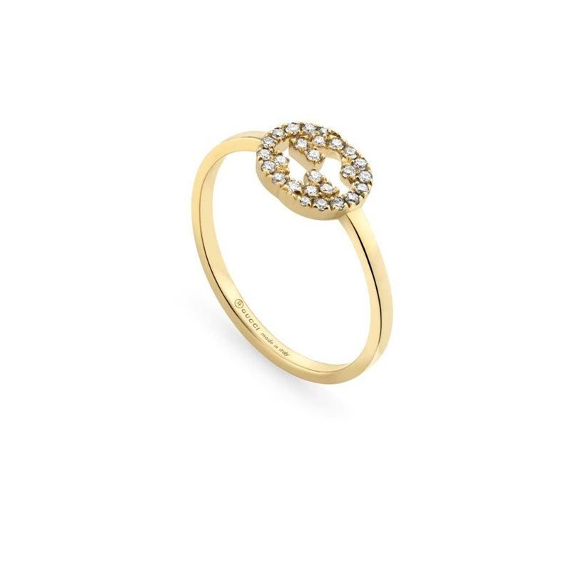 Gold ring with diamond design, ANELLI GUCCI MOD. YBC729412002, elegant jewelry piece