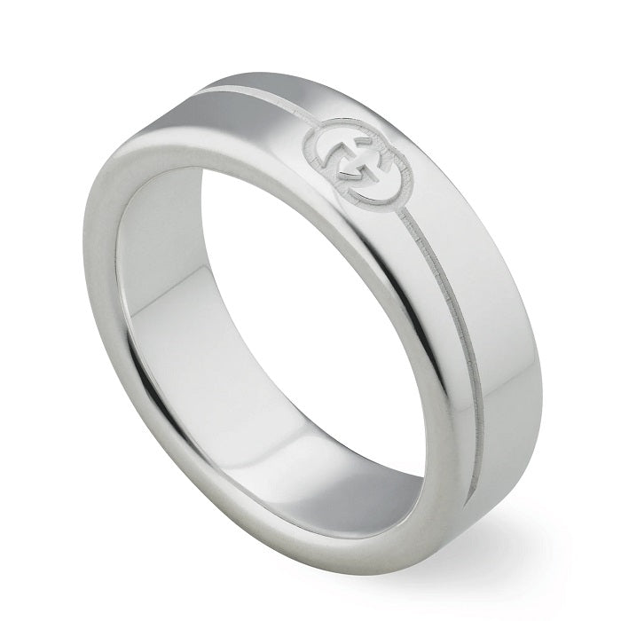 ANELLI GUCCI MOD. YBC774052001 silver ring with embossed logo design