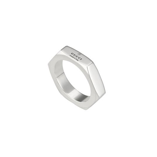 ANELLI GUCCI MOD. YBC782839001 silver ring with geometric design