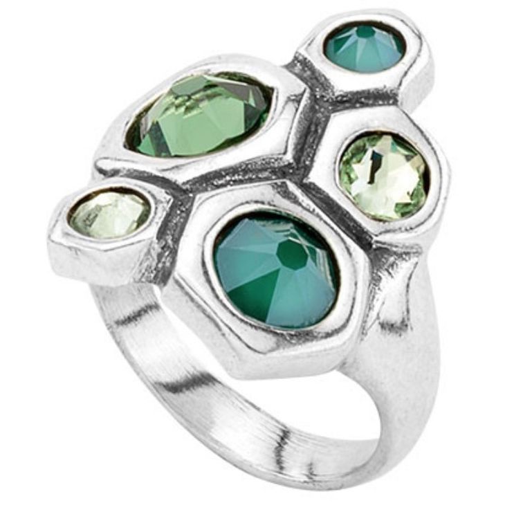 ANELLI UNO DE 50 MOD. UD_ANI0603VRDMTL15 with green gemstone design