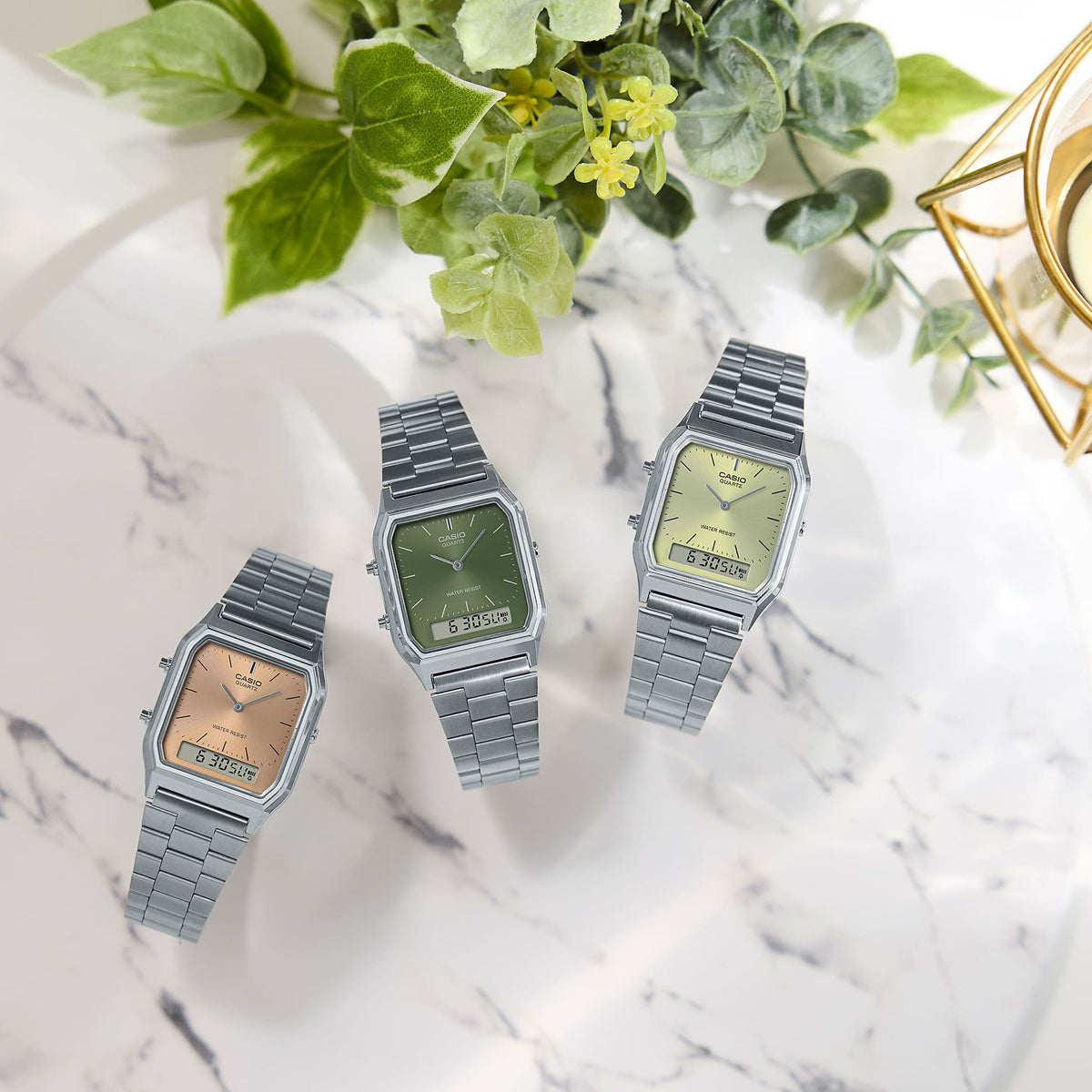 CASIO VINTAGE Mod. EDGY COLLECTION SUNRAY DIAL - GREEN LEMON WATCHES