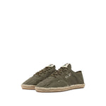 AUTRY Sneakers Green with jute sole, canvas upper, lace-up closure, almond toe, and flat sole espadrillas style.