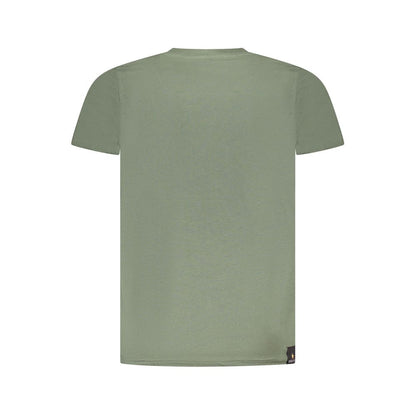 Back view of Accademia Militare Green Cotton T-Shirt with short sleeves and crew neck, featuring a printed logo.