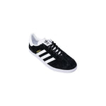 Adidas Black Polyethylene Sneaker featuring iconic GAZELLE design with three stripes and logo, durable polyurethane material, rubber sole.