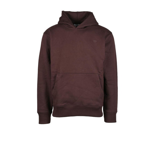 Adidas Brown Cotton Hoody for men, fall/winter collection, made of 83% cotton and 17% polyester, stylish and comfortable sweatshirt.