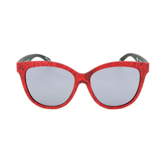Adidas Red Acetate Sunglasses with silver mirror lenses and a stylish floral pattern on the frame. Lens/Bridge/Temple: 54/21/140mm.