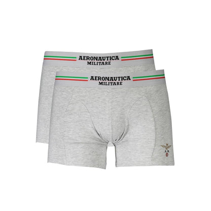 Aeronautica Militare Brown Cotton Men Boxer with elastic waistband, luxury and comfort, bi-pack in gray with logo, snug fit