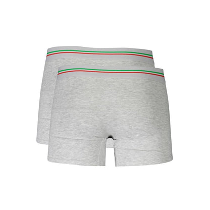 Aeronautica Militare Brown Cotton Men Boxer with elastic waistband, showcasing luxury and comfort in grey color.