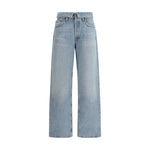 Agolde Echo Jeans, high-waist denim with turn-up detail, front zipper, button closure, and five pockets, 100% cotton, made in Turkey.