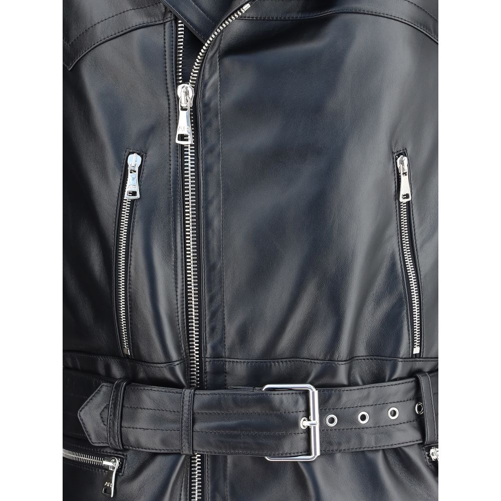 Alessandra Rich Black Leather Biker Jacket