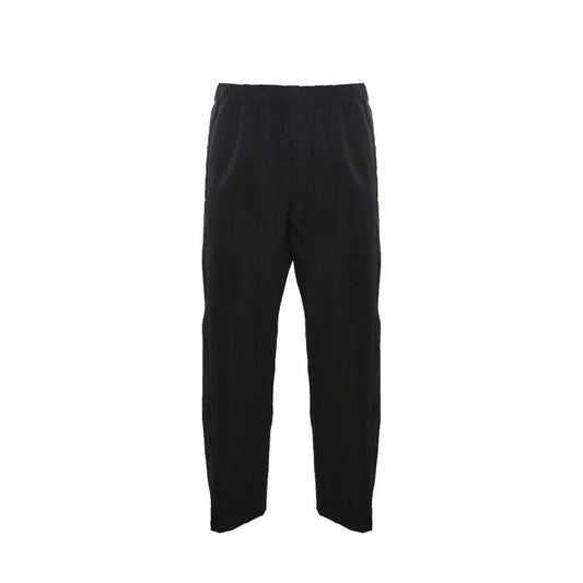 Alexander McQueen Black Cotton Casual Pants with elastic waist and pockets, made in Italy.
