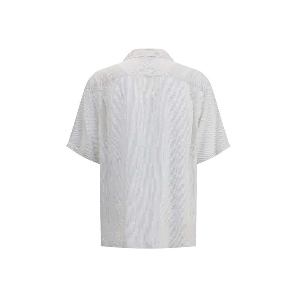 Back view of Alexander McQueen White Viscose Pattern Shirt with relaxed fit and elegant Hawaiian-inspired design.