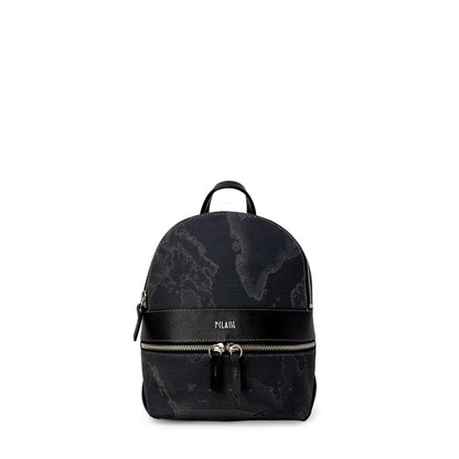 Alviero Martini Prima Classe Black Leather Backpack with zip closure and adjustable straps