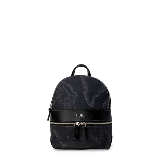 Alviero Martini Prima Classe Black Leather Backpack with zip closure and adjustable straps