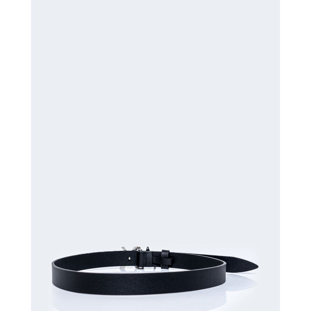 Armani Exchange Black Leather Belt with A|X logo buckle, 100% leather, durable, stylish accessory for a modern and sophisticated look.