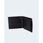 Armani Exchange Black Leather Wallet with coin pocket, made of 100% bovine leather, showcasing elegant and functional design for men.