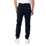Armani Exchange Blue Cotton Joggers Workout Pant with rib details, ideal for sports and leisure, featuring a side pocket for convenience.