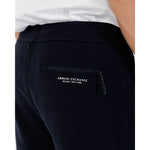 Back view of Armani Exchange Blue Cotton Joggers Workout Pant with side pocket detail. Ideal for sports and leisure activities.