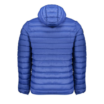 Armata Di Mare Blue Polyamide Men's Jacket with hood and multiple pockets, back view