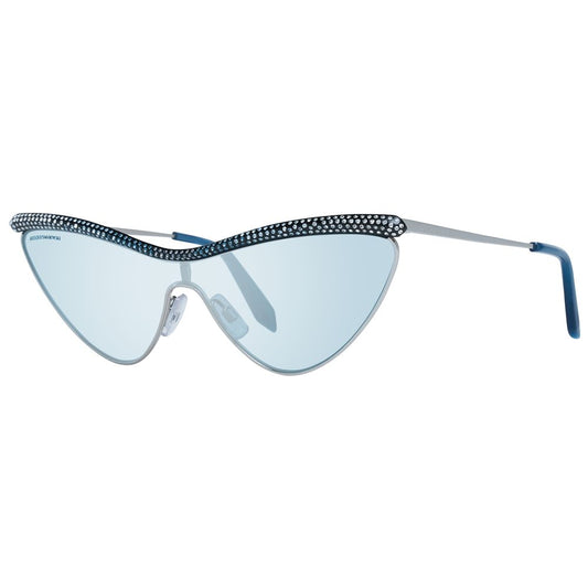 Atelier Swarovski Gray Metal Sunglasses with blue lenses, featuring a stylish gray metal frame and embellished design for women.