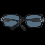 BENETTON MOD. BE5056 52001 Gent sunglasses with black frame and blue lenses, shown from the back view against a black background.