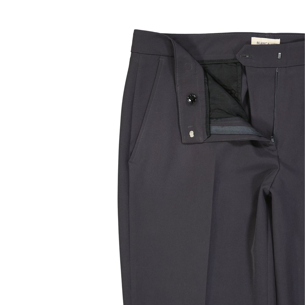 BLANCA VITA Cropped Trousers with side pockets, belt loops, and hook closure in polyester and elastane, women's fashion made in Italy.
