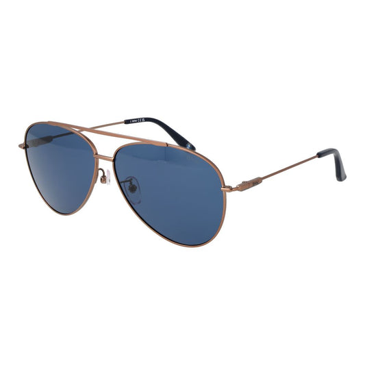 BMW Bronze Men Sunglass with blue lenses, metal bronze aviator frame, full-rim design, UV protection, included branded case.