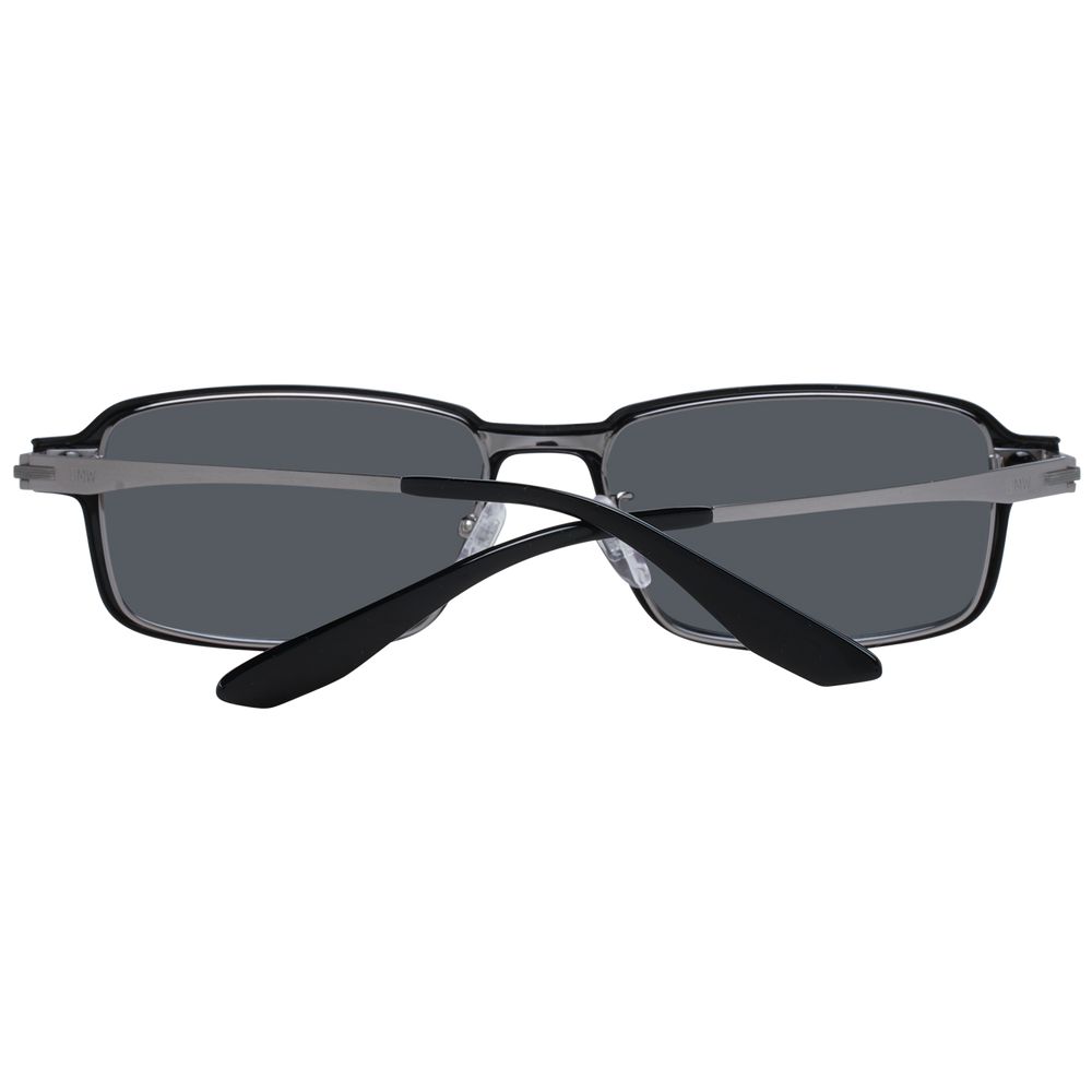 BMW Gray Men Glasses Frame with full-rim titanium design, polarized grey lenses, and branded case.