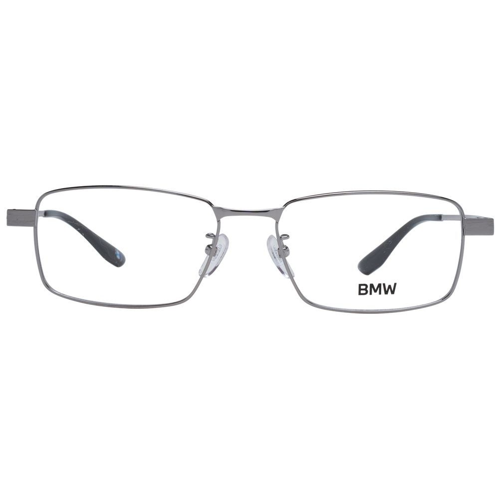 BMW Gray Men Glasses Frame, full-rim gray titanium with polarized lenses, rectangle style for men, includes branded case, 100% UV protection.