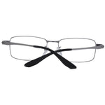 BMW Gray Men Glasses Frame in titanium with polarized lenses, full-rim rectangle style, size 56-17-145, UVA & UVB protection, branded case included.