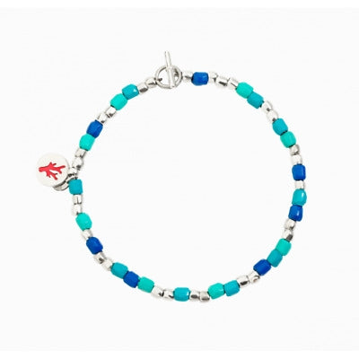 BRACCIALI DODO MOD. DBC1012GRANXSBLMXL turquoise and blue beaded bracelet with silver accents.