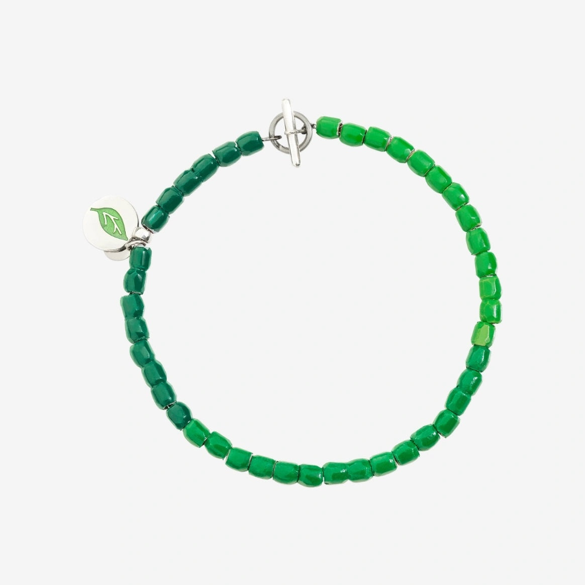 BRACCIALI DODO MOD. DBC1015GRANXSVMLX green beaded bracelet with silver charm