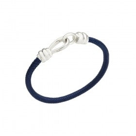 BRACCIALI DODO MOD. DBC2001KNOT0CBLAGM navy bracelet with silver clasp.