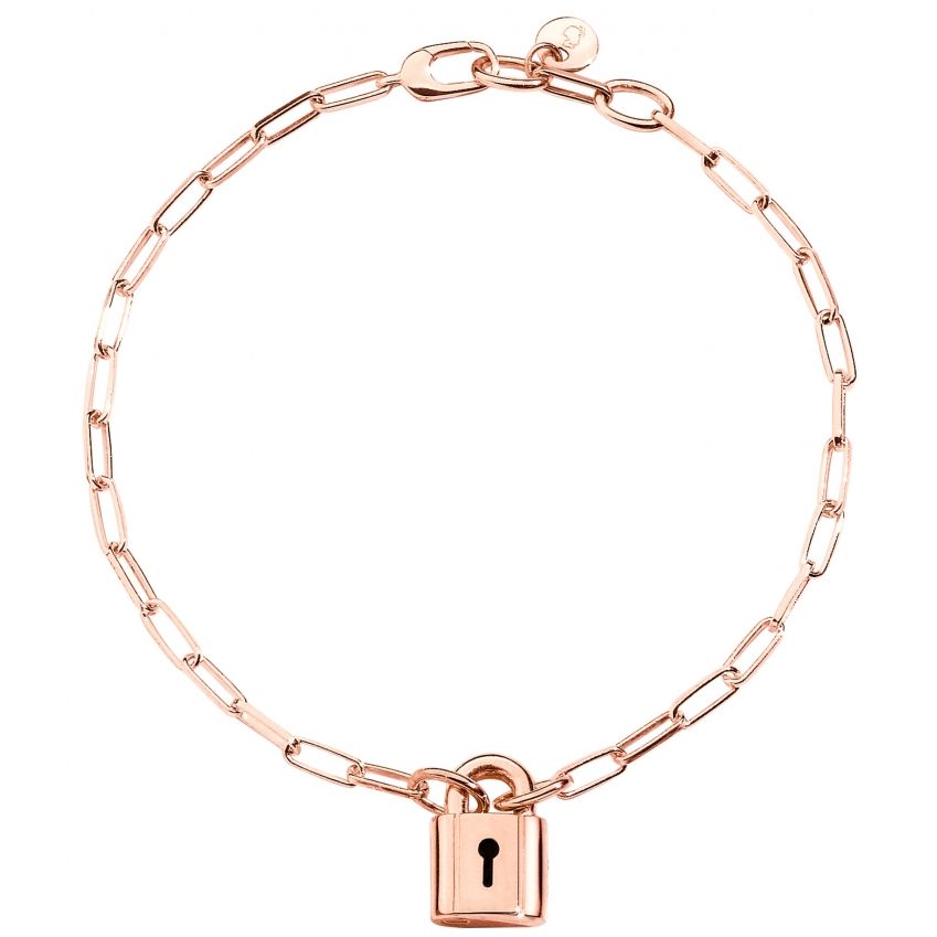 Gold chain bracelet BRACCIALI DODO MOD. DBC2002LOCKS00RAGL with a lock charm.