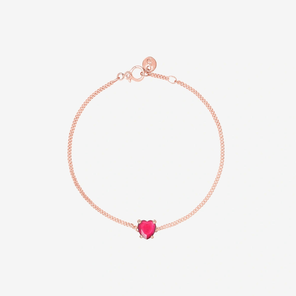 BRACCIALI DODO MOD. DBC3000HEARTSR09RXXL rose gold bracelet with heart charm on white background.