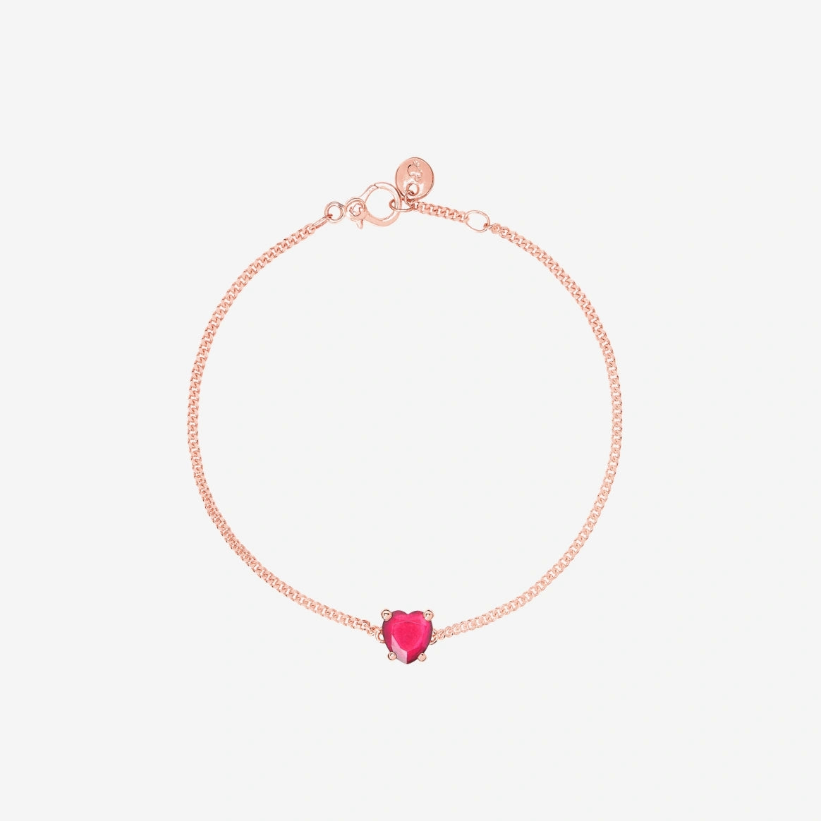 BRACCIALI DODO MOD. DBC3000HEARTSR09RXXL rose gold bracelet with heart charm on white background.