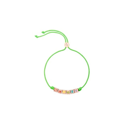 BRACCIALI DODO MOD. DBC3004LETARVFRAG green bracelet with colorful letter beads