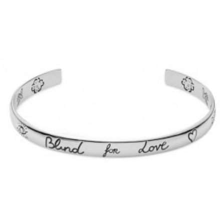 BRACCIALI GUCCI MOD. YBA455242001 silver bracelet with engraved text 'Blind for Love'