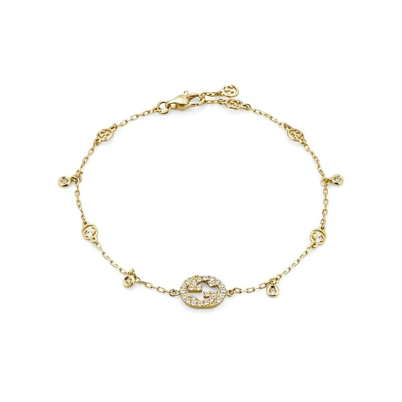 BRACCIALI GUCCI MOD. YBA729403002 gold bracelet with iconic design and diamonds