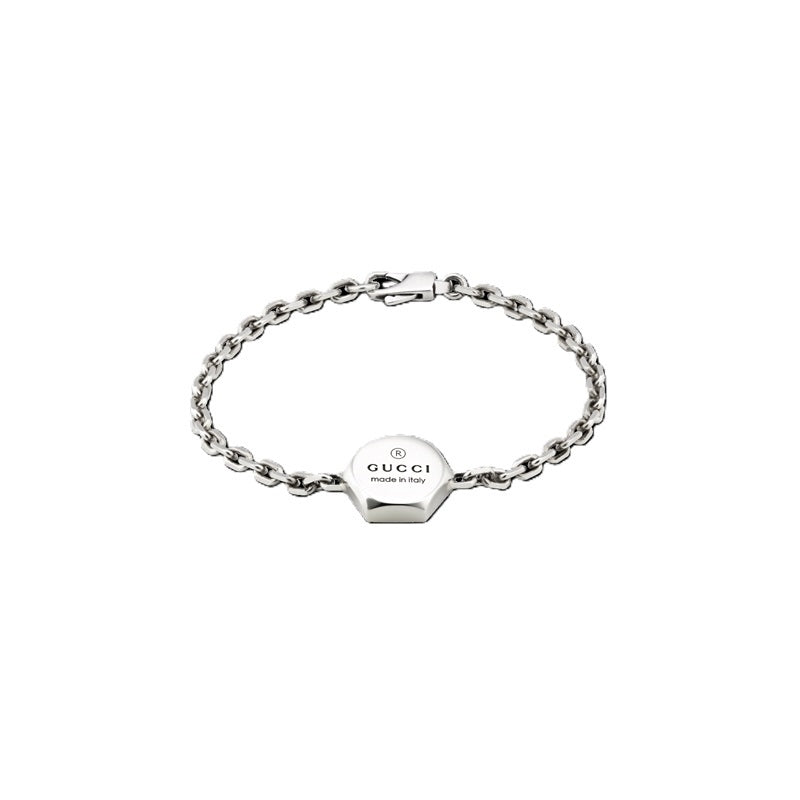 BRACCIALI GUCCI MOD. YBA779169001 elegant silver bracelet with chain link design and engraved logo