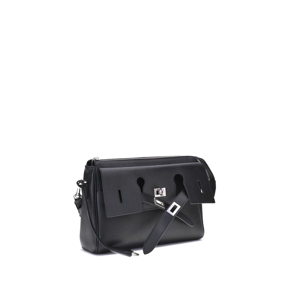 Front view with bag zipped and handles upright.