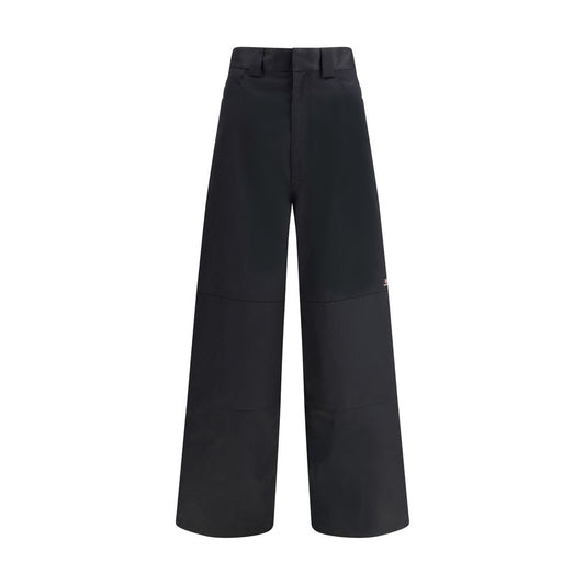 Balenciaga Black Cotton Casual Pants with utility workwear style, featuring durable cotton twill and functional pockets.